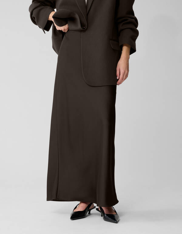 Satten Maxirock Dunkelbraun von Lonneke SHOEBY WOMEN