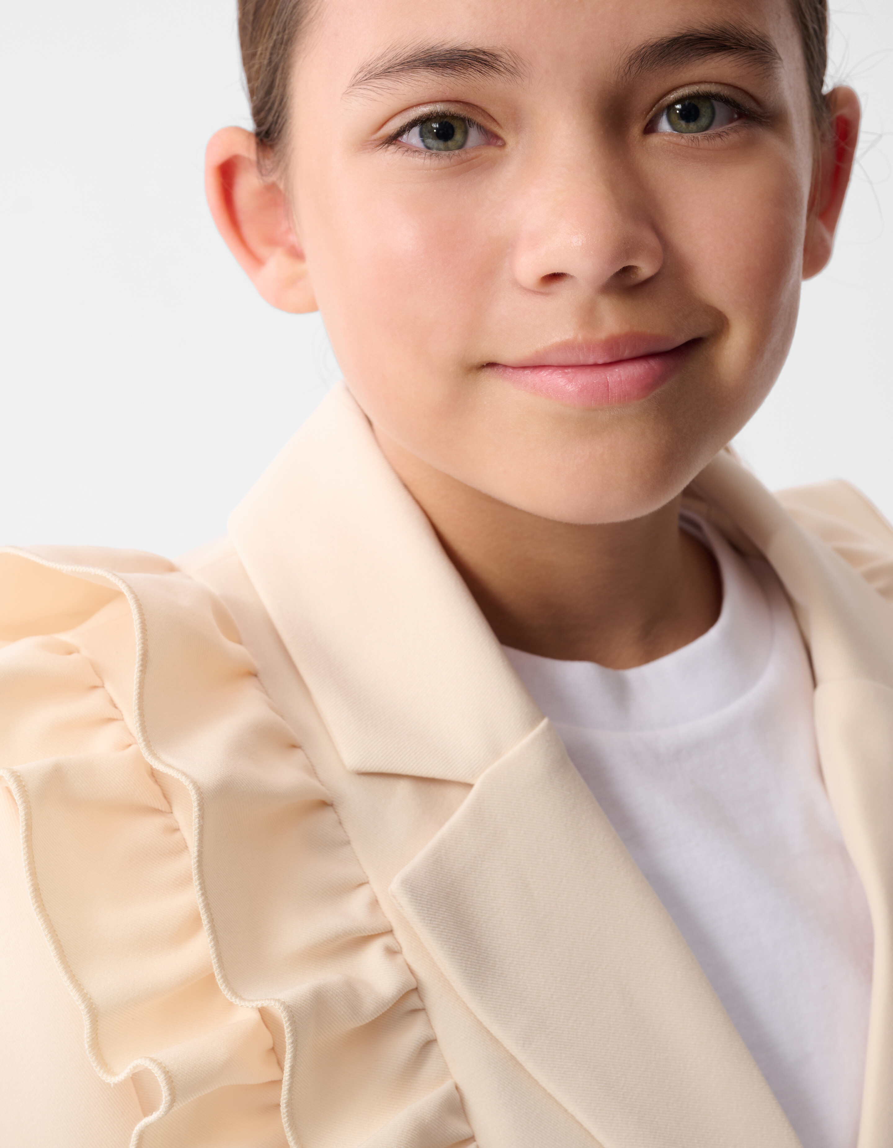 Cropped Ruffle Blazer Lichtgeel SHOEBY GIRLS