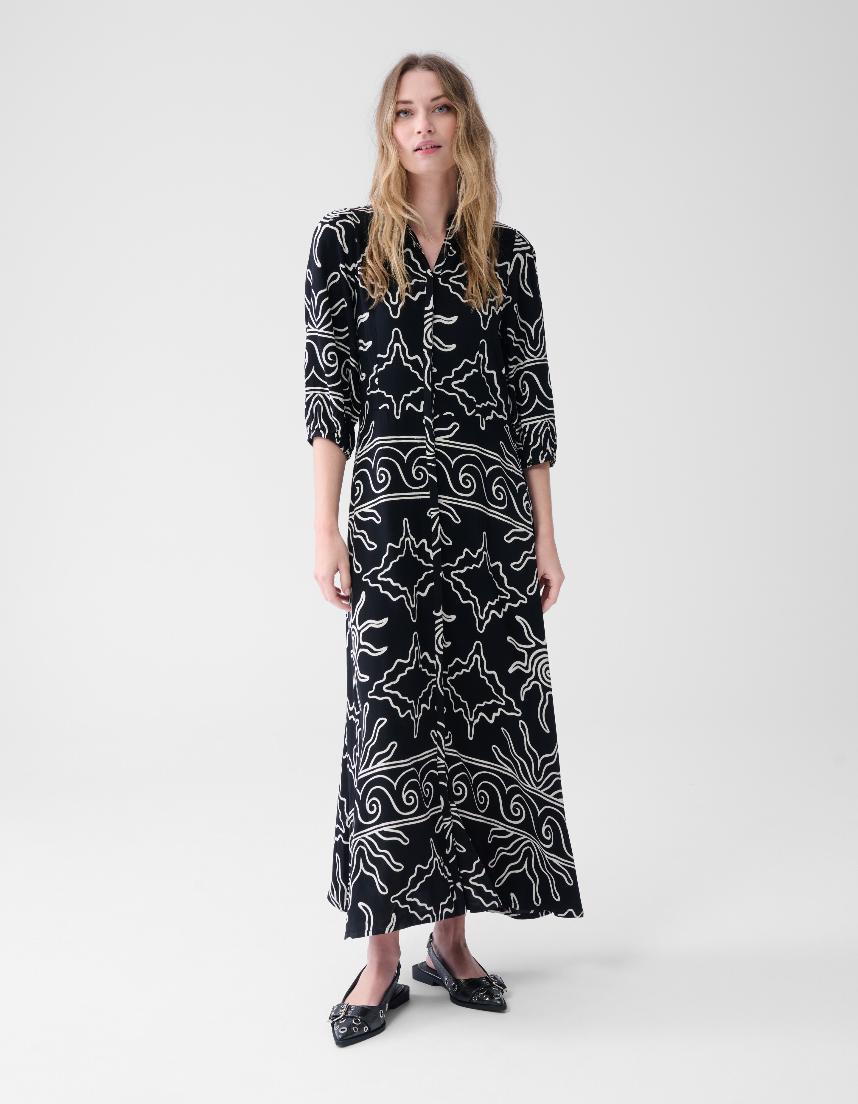 Bedrucktes Maxikleid Schwarz SHOEBY WOMEN