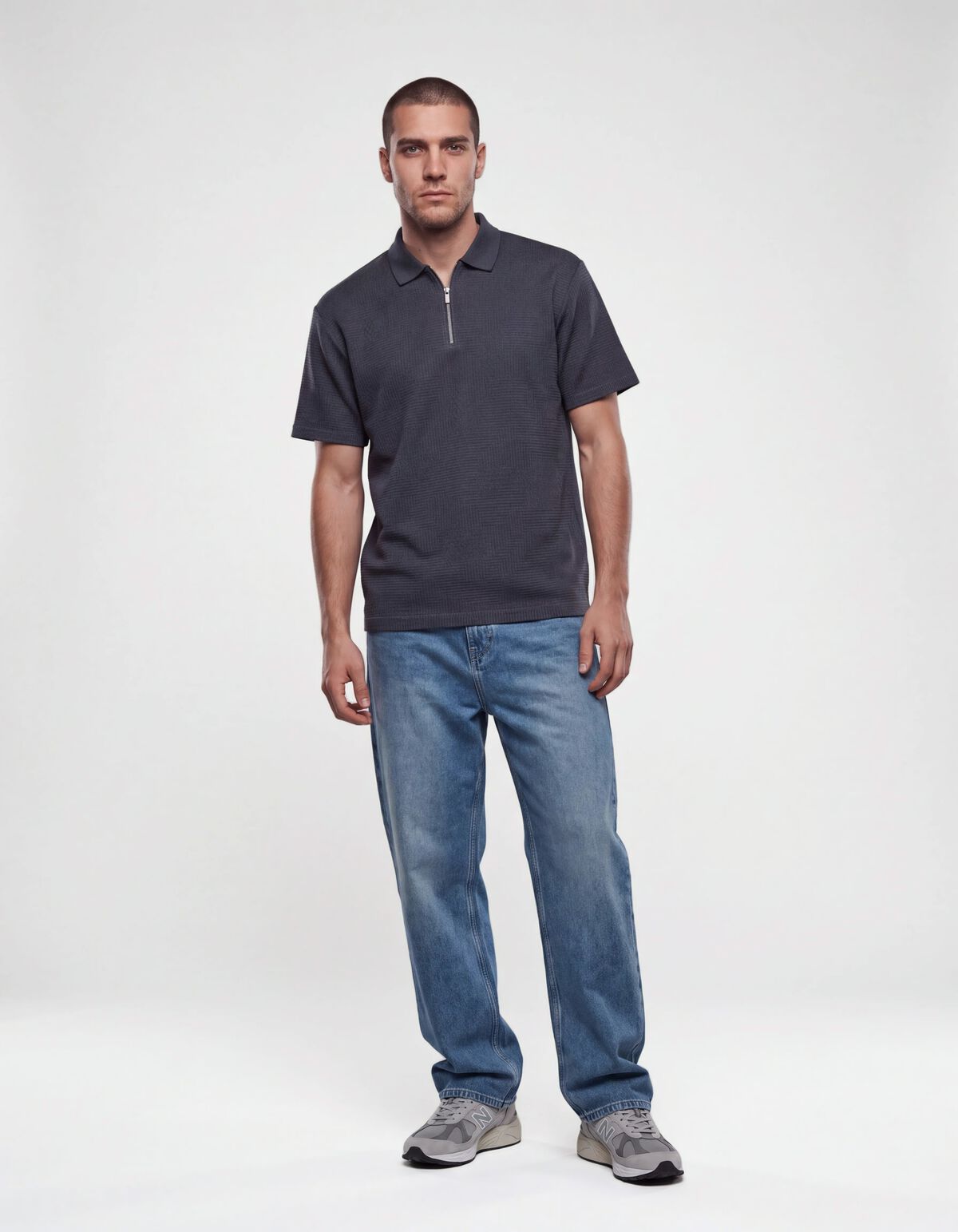 Structuur Zipper Polo Zand SHOEBY MEN