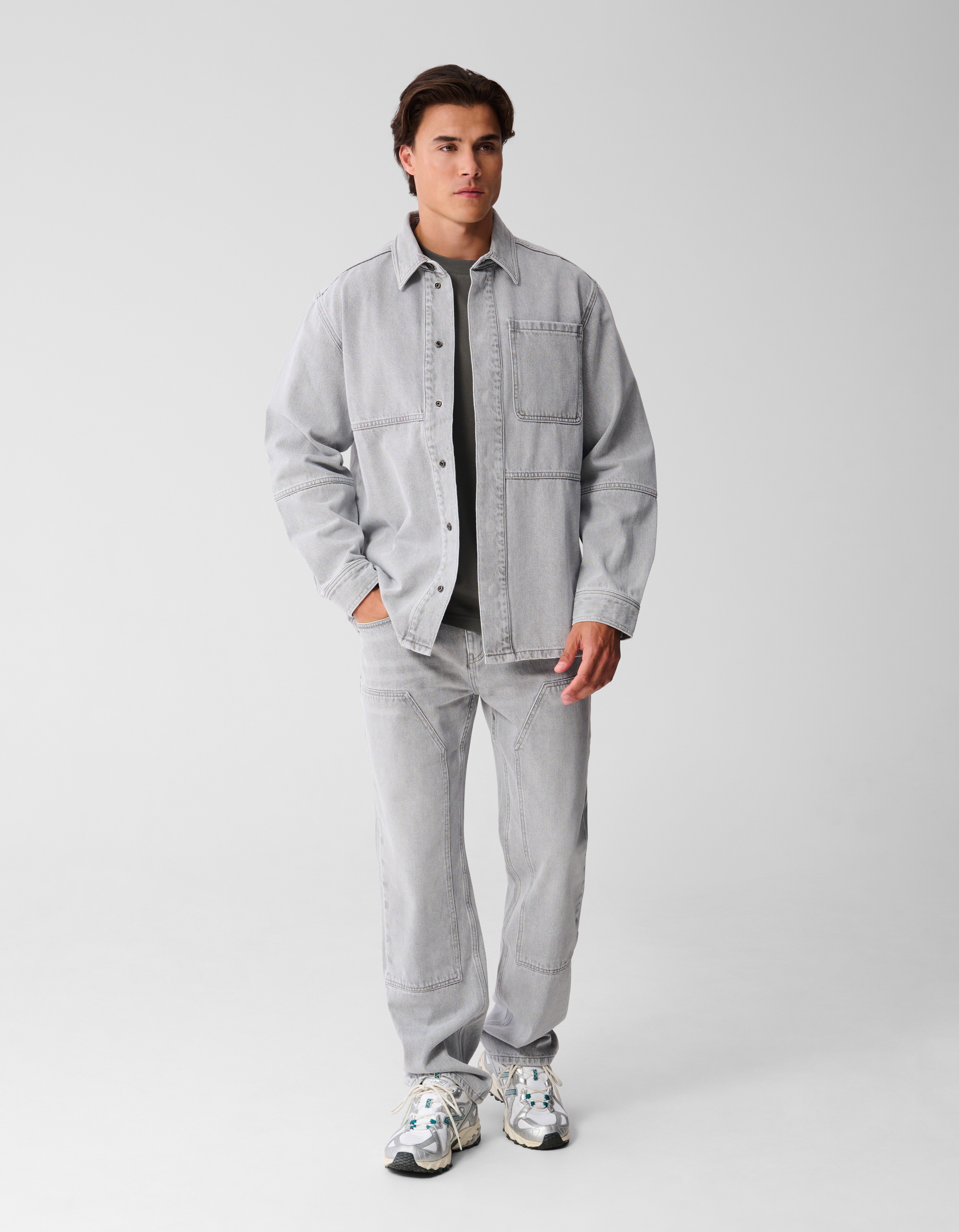 Patched Denim Überhemd Grau SHOEBY MEN