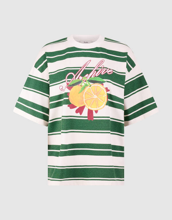 Streifen Kunstwerk T-Shirt Gr&uuml;n SHOEBY WOMEN