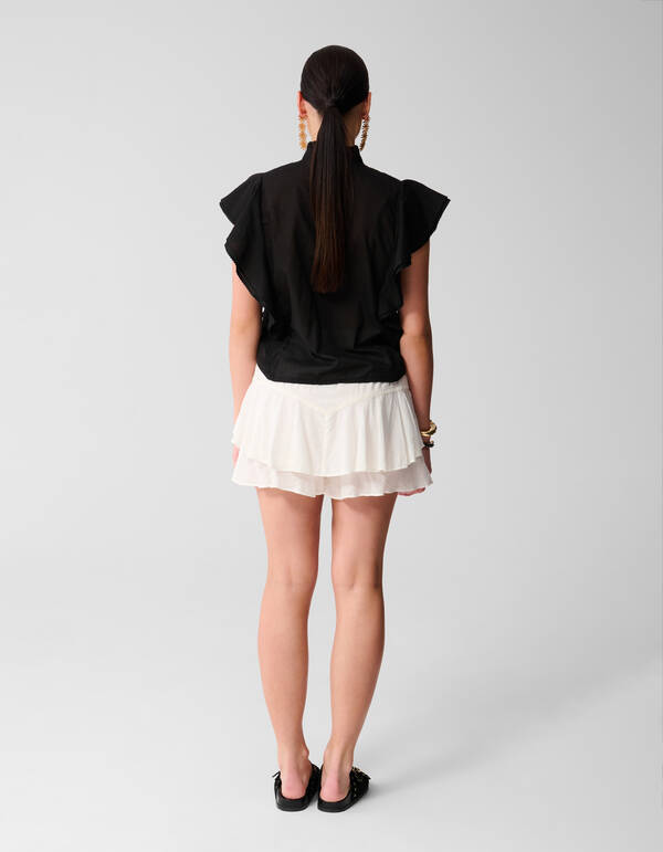 Pintuck-R&uuml;schen-Top Schwarz SHOEBY WOMEN