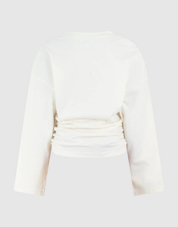 Langarmshirt mit Raffungen, gebrochenes Wei&szlig; SHOEBY GIRLS