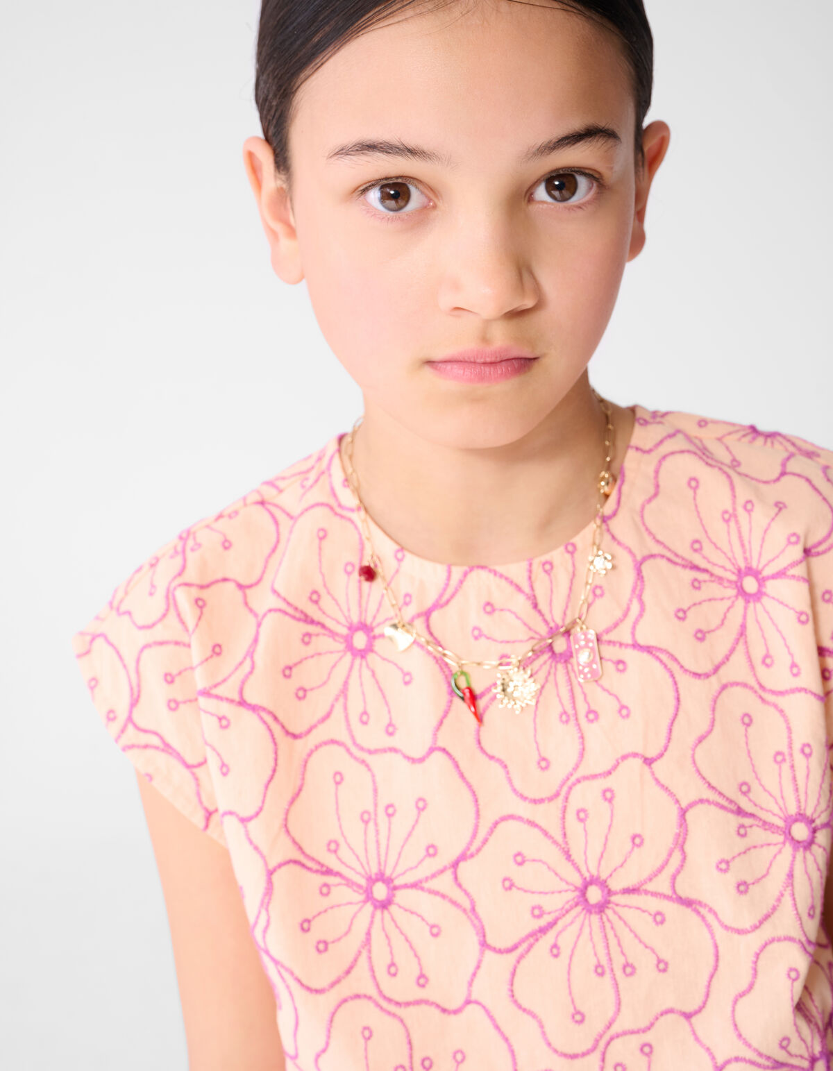 Bluse mit Blumenstickerei Hellorange SHOEBY GIRLS