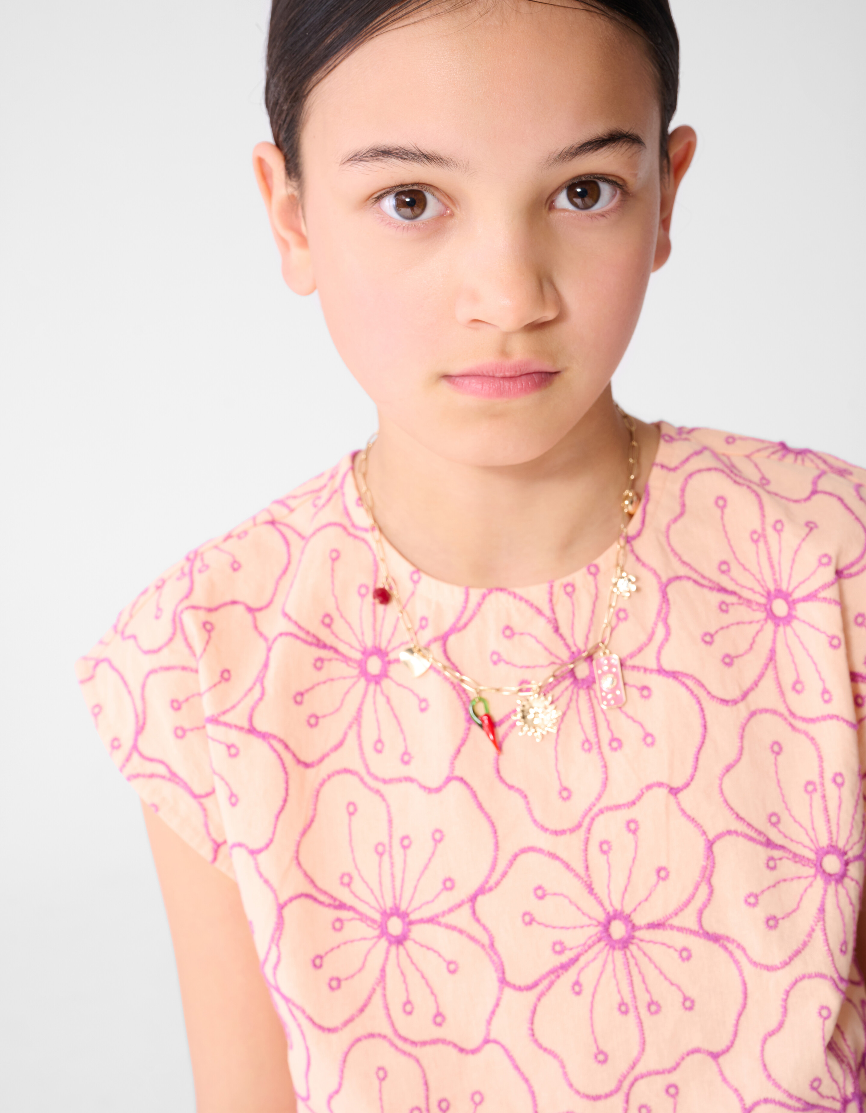 Bluse mit Blumenstickerei Hellorange SHOEBY GIRLS