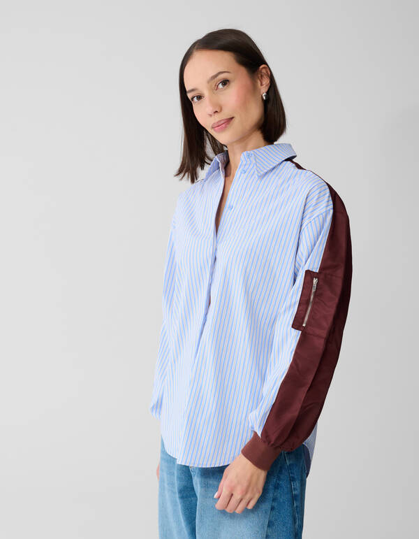 Mix Nadelstreifenbluse Blau/Dunkelrot SHOEBY WOMEN