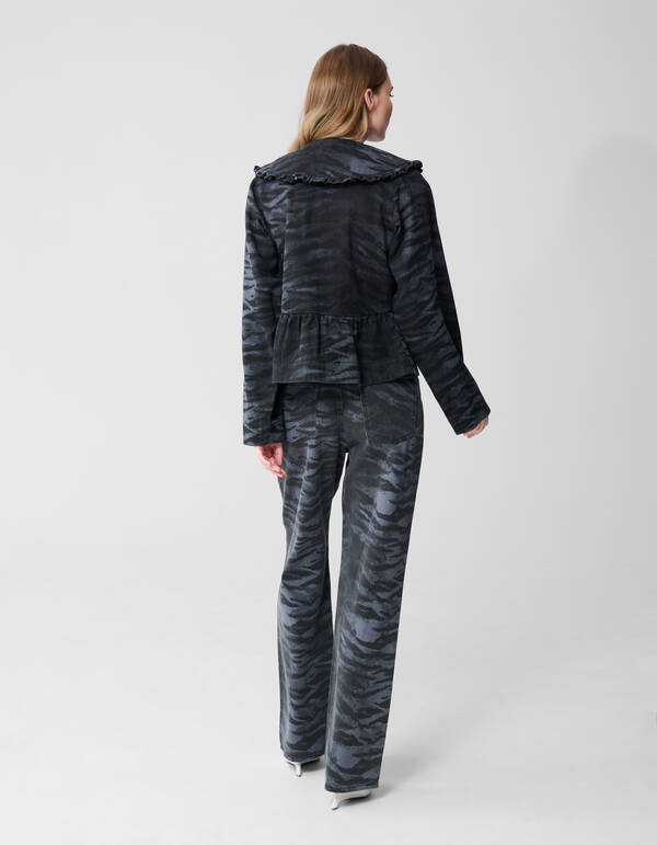 Tiger Collar Bluse Dunkelgrau SHOEBY WOMEN