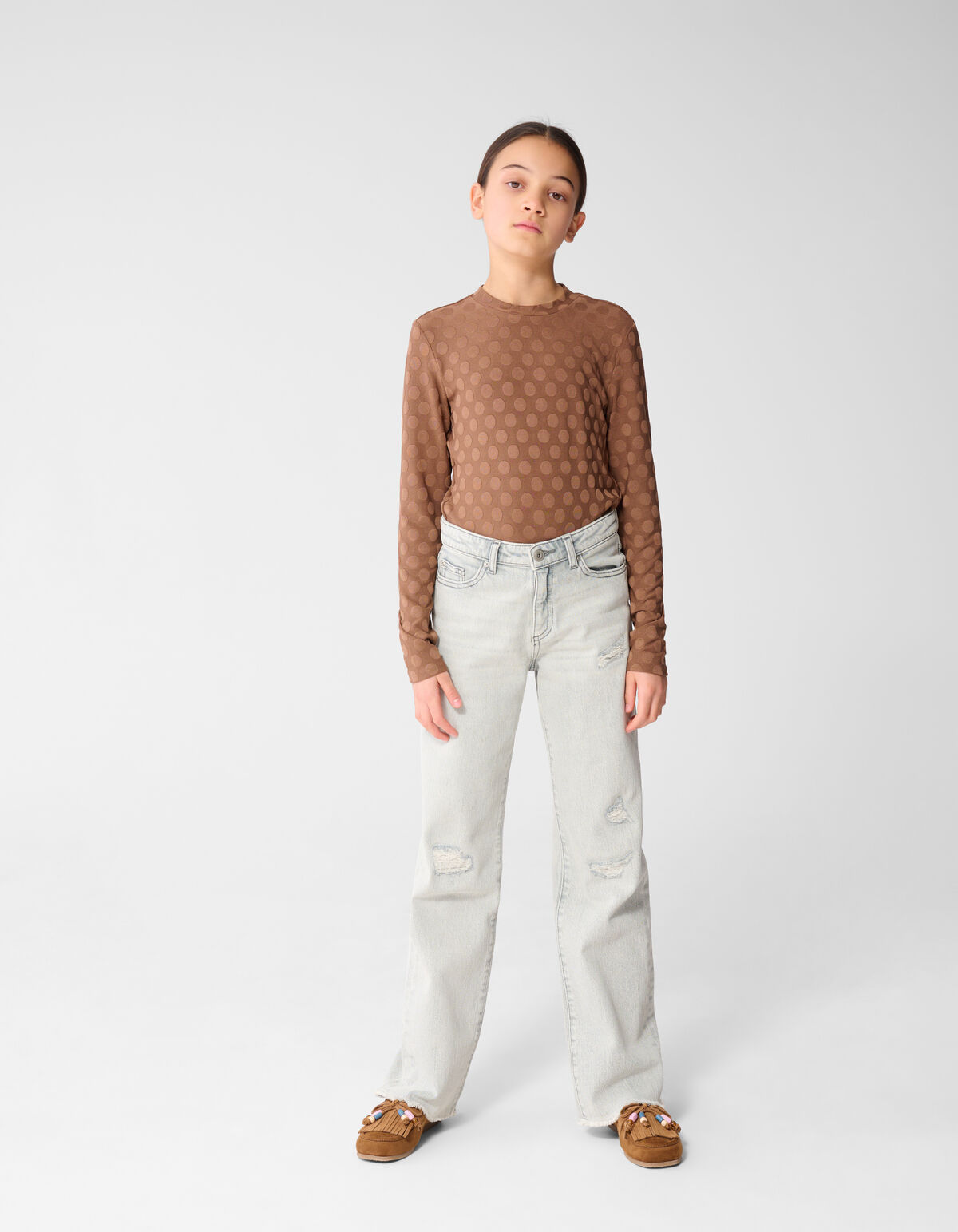 Polkadot Langarmshirt Braun SHOEBY GIRLS