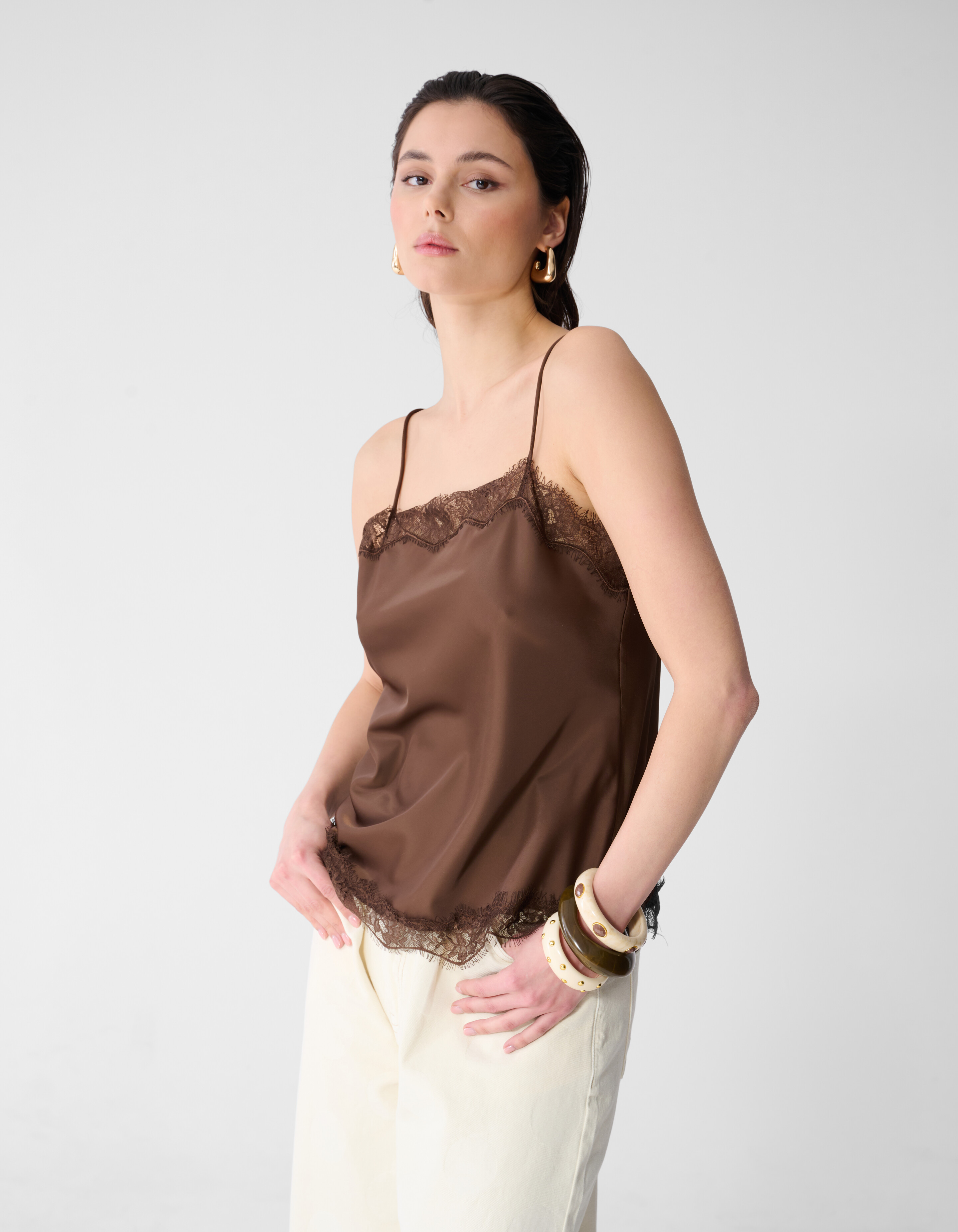 Spitzen-Singlet Top Braun SHOEBY WOMEN