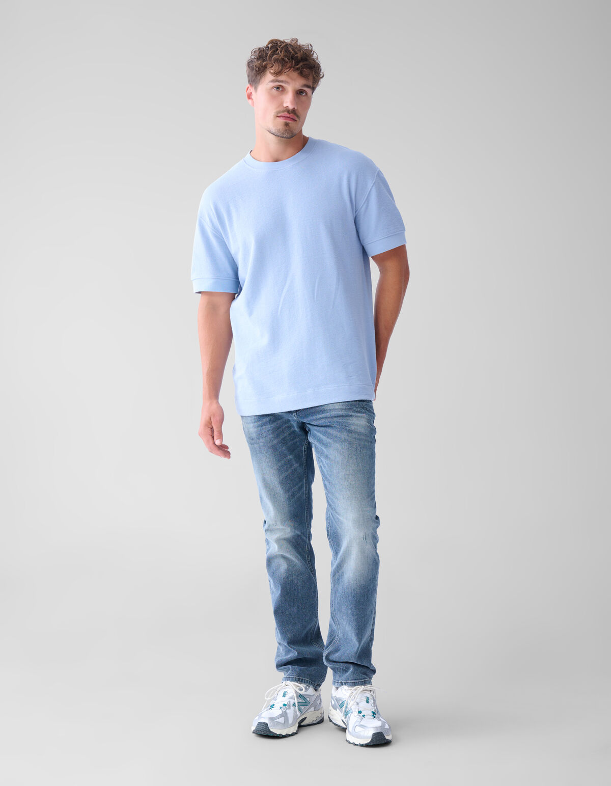 Slub Textur T-shirt Hellblau SHOEBY MEN