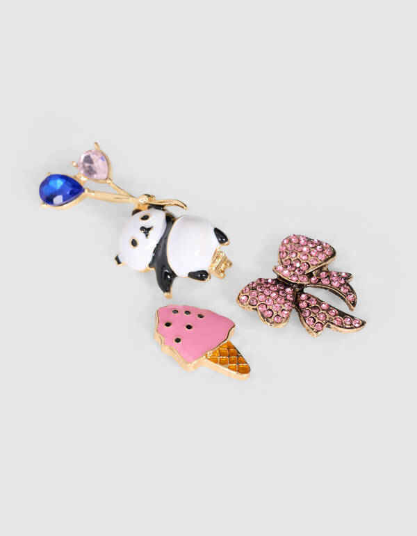 Panda-Strass-Broschen-Set Gold SHOEBY ACCESSOIRES