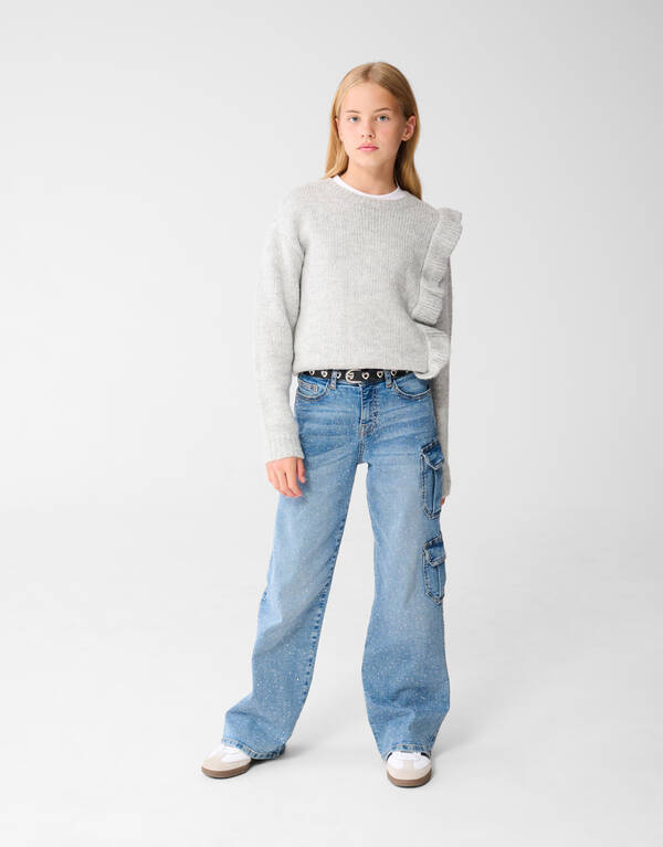 Pocket Strass Straight Fit Jeans Blau SHOEBY GIRLS