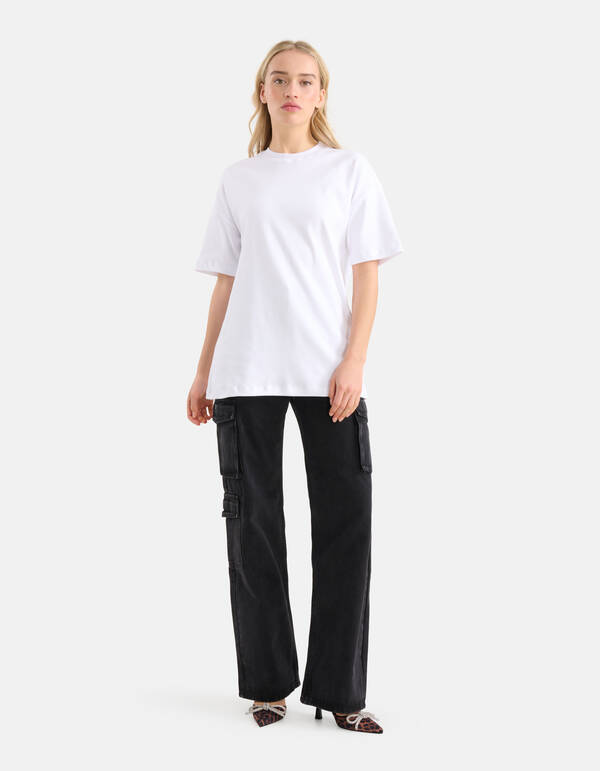 &Uuml;bergro&szlig;es Basic-T-Shirt Wit SHOEBY WOMEN