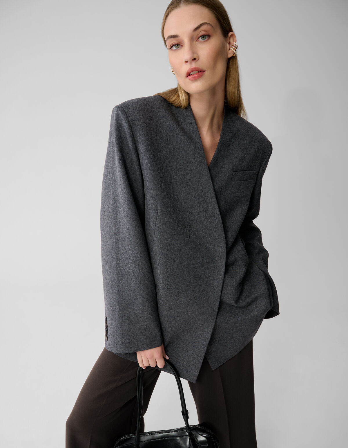 Oversized-Wickelblazer Dunkelgrau Von Lonneke SHOEBY WOMEN