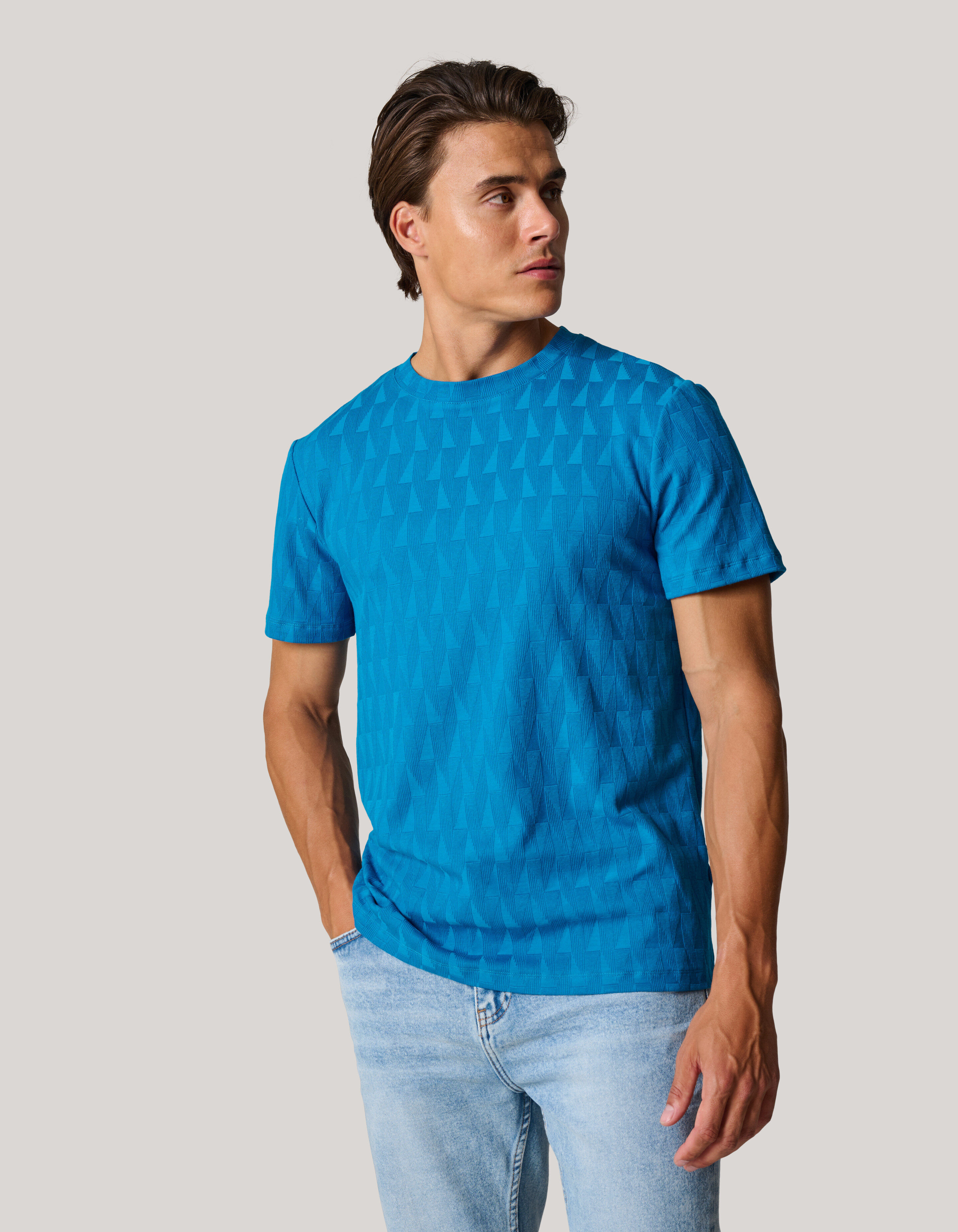 Jacquard T-Shirt Blau SHOEBY MEN