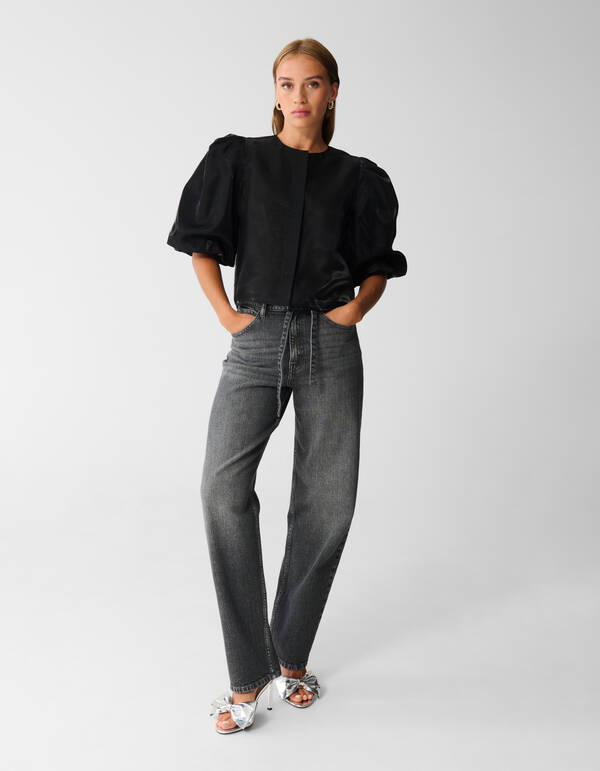 Shiny Puff Bluse Schwarz SHOEBY WOMEN