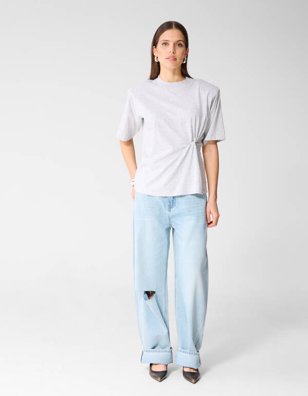 Oversized Knot T-Shirt Hellgrau Von Monica SHOEBY WOMEN