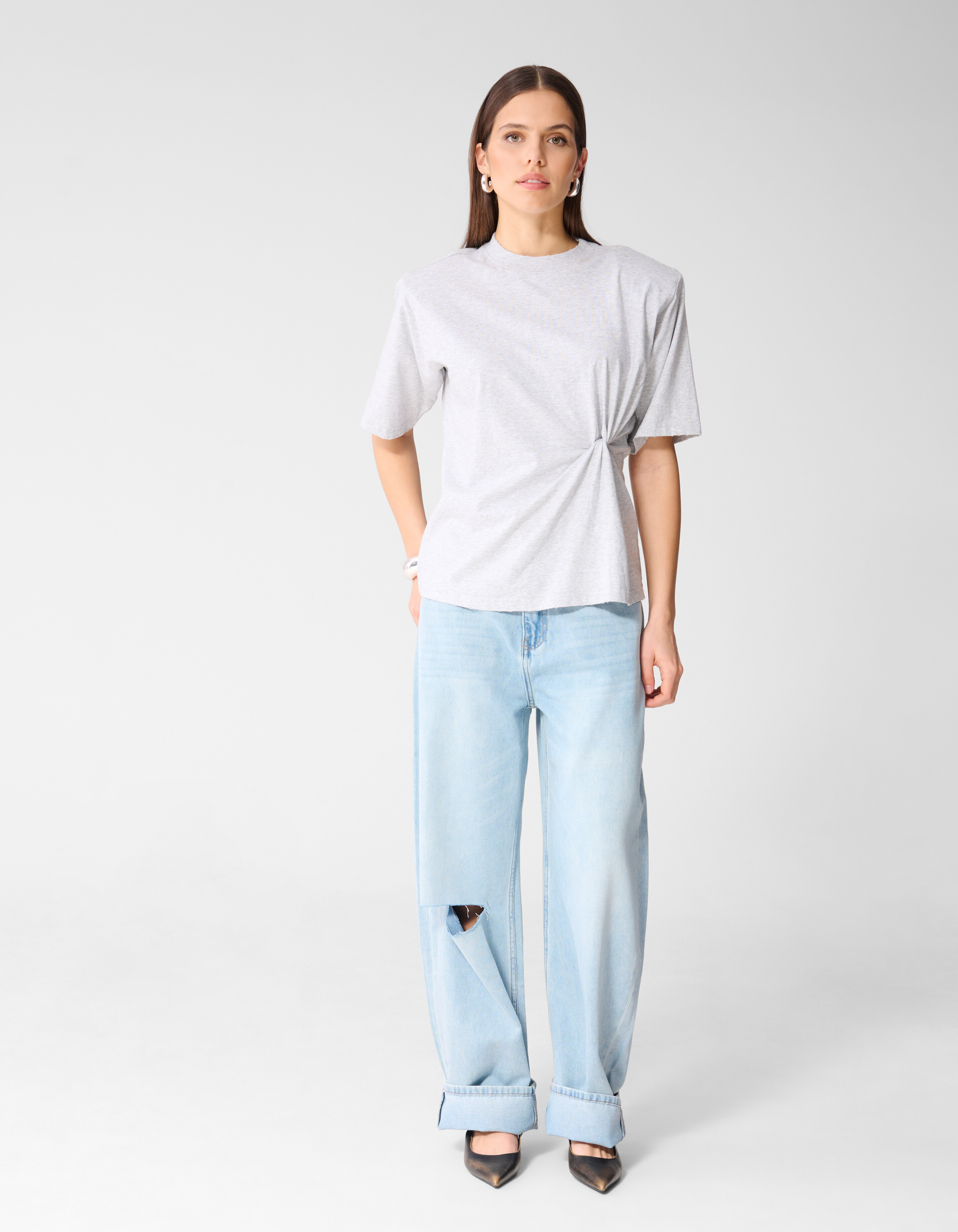 Oversized Knot T-Shirt Hellgrau Von Monica SHOEBY WOMEN