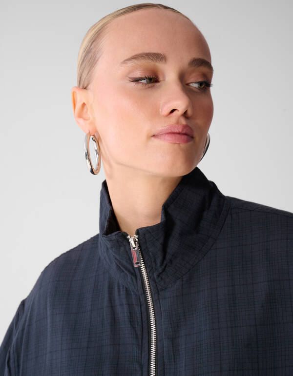 Cropped Bomberjacke mit Karomuster Dunkelblau SHOEBY WOMEN