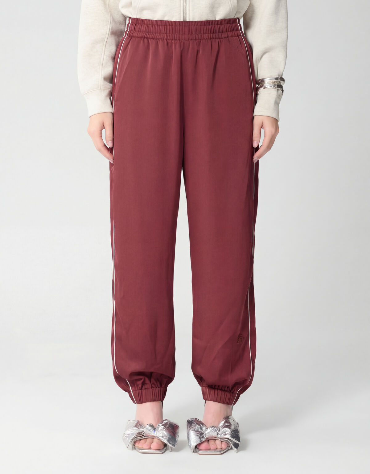 Satin-Kontrast-Jogger Dunkelrot SHOEBY WOMEN