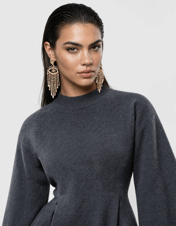 Peplum Strickpullover Dunkelgrau SHOEBY WOMEN