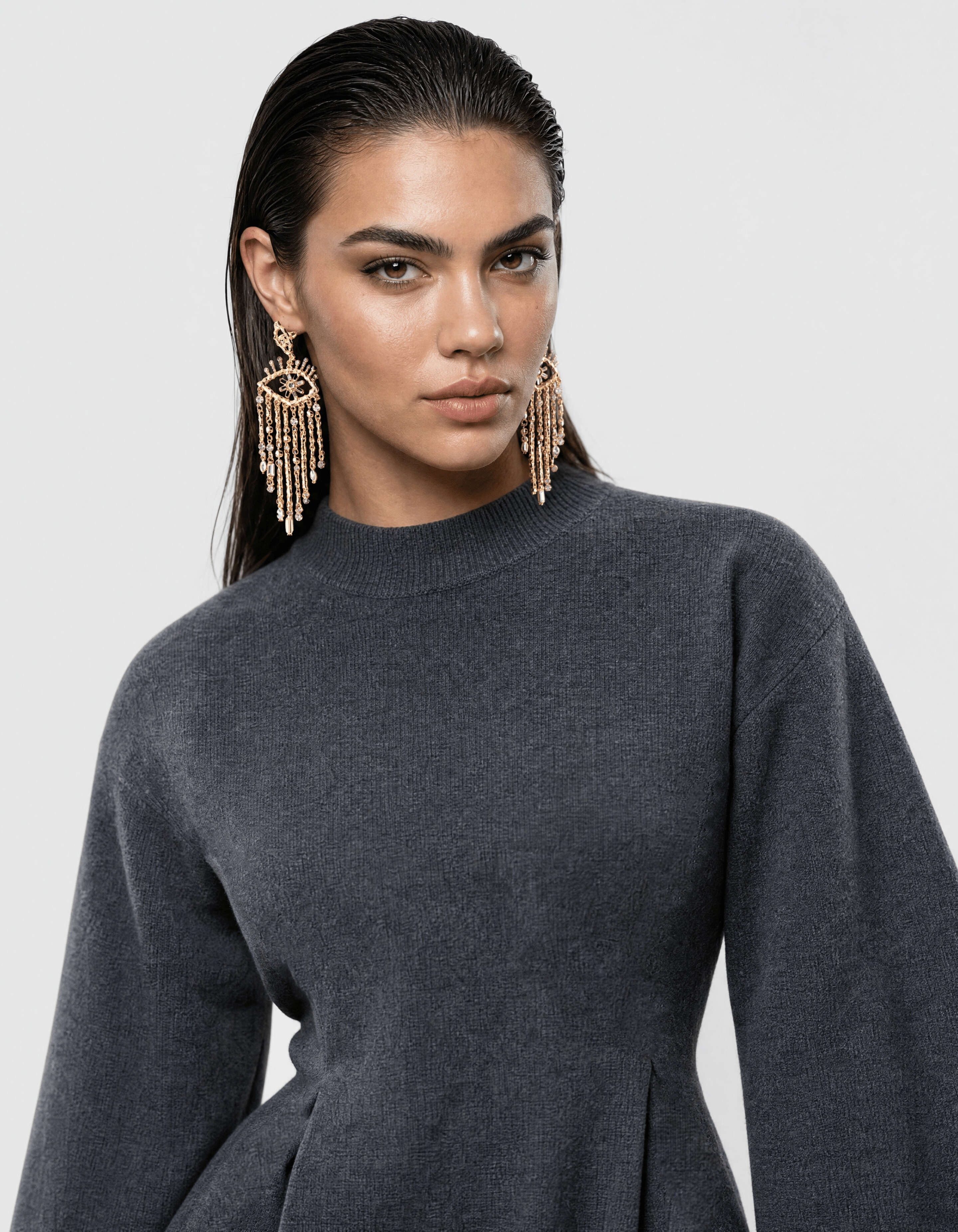 Peplum Strickpullover Dunkelgrau SHOEBY WOMEN