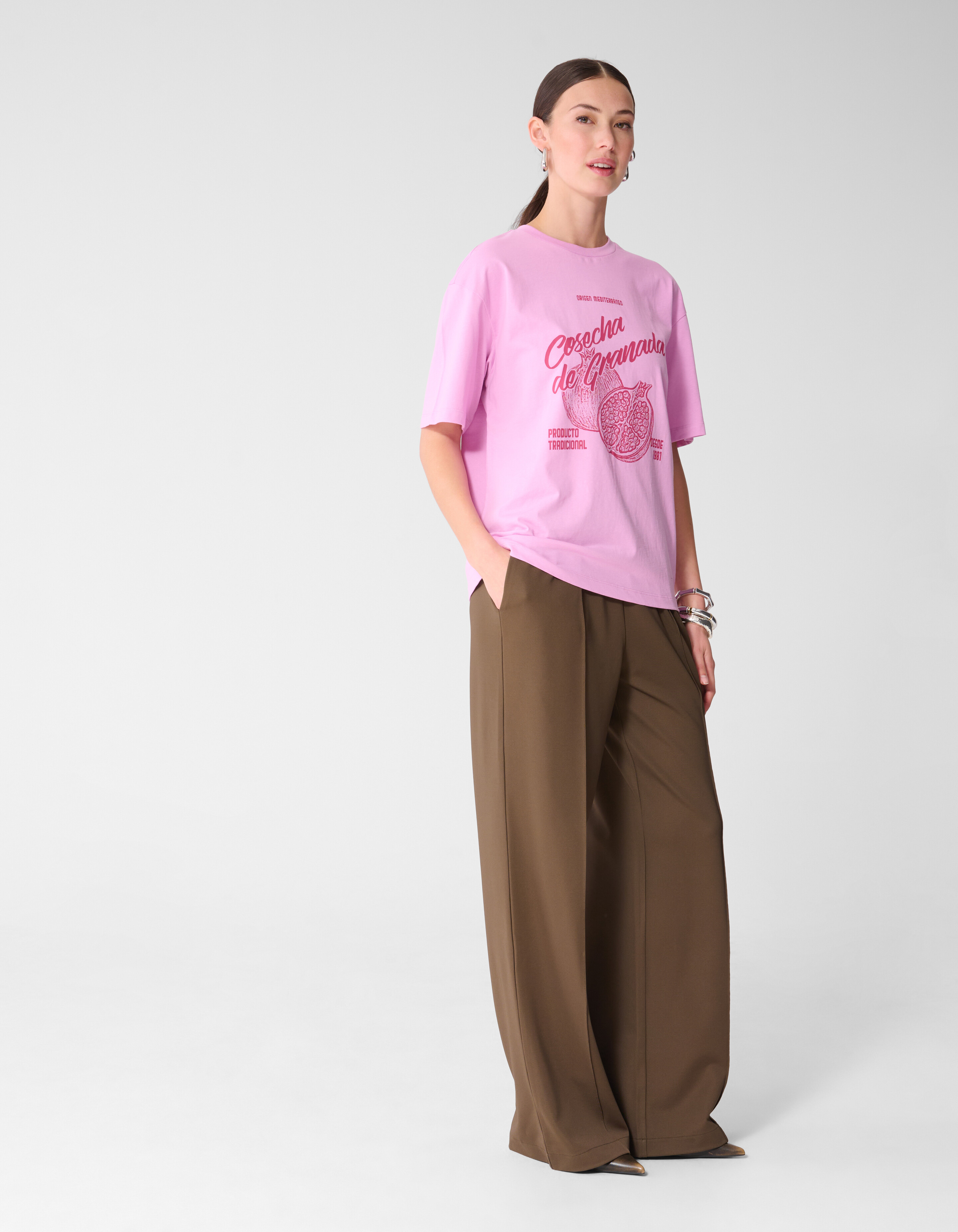 Braune Basic-Hose mit weitem Bein SHOEBY WOMEN