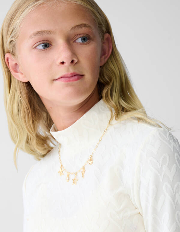 All-Over Heart Longsleeve Top Off-White SHOEBY GIRLS