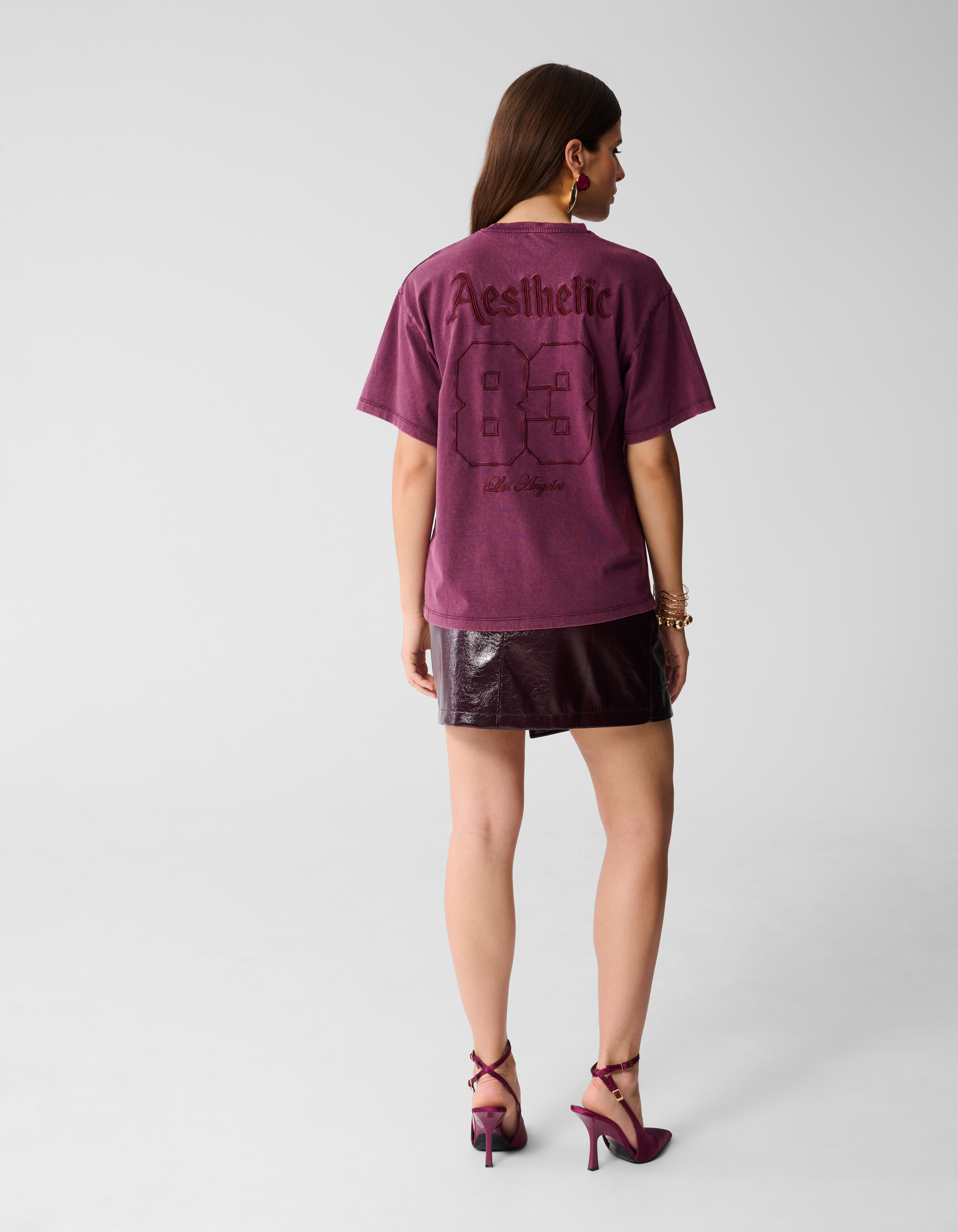 Übergroßes gewaschenes T-shirt Donkerrood SHOEBY WOMEN