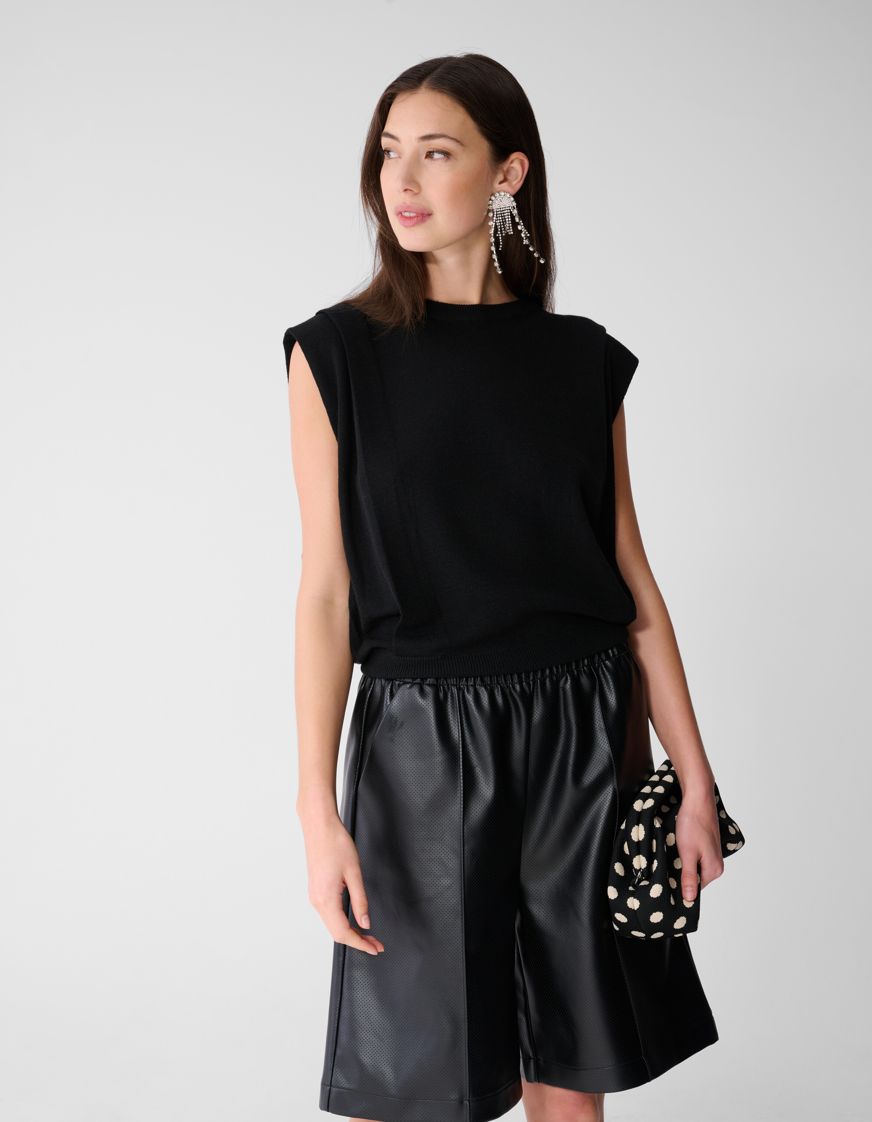 Plissiertes Oberteil mit Schulterpolstern Schwarz SHOEBY WOMEN