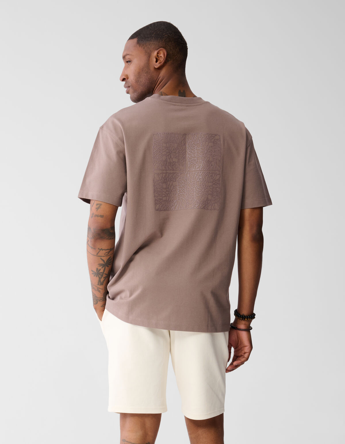 Geh&auml;keltes T-shirt Hellbraun SHOEBY MEN