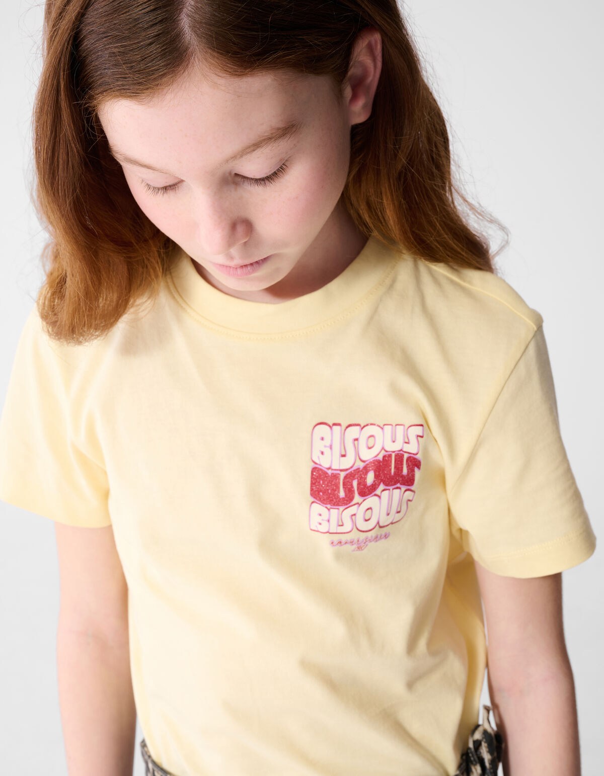 Bisous Glitter Artwork T-Shirt Hellgelb SHOEBY GIRLS