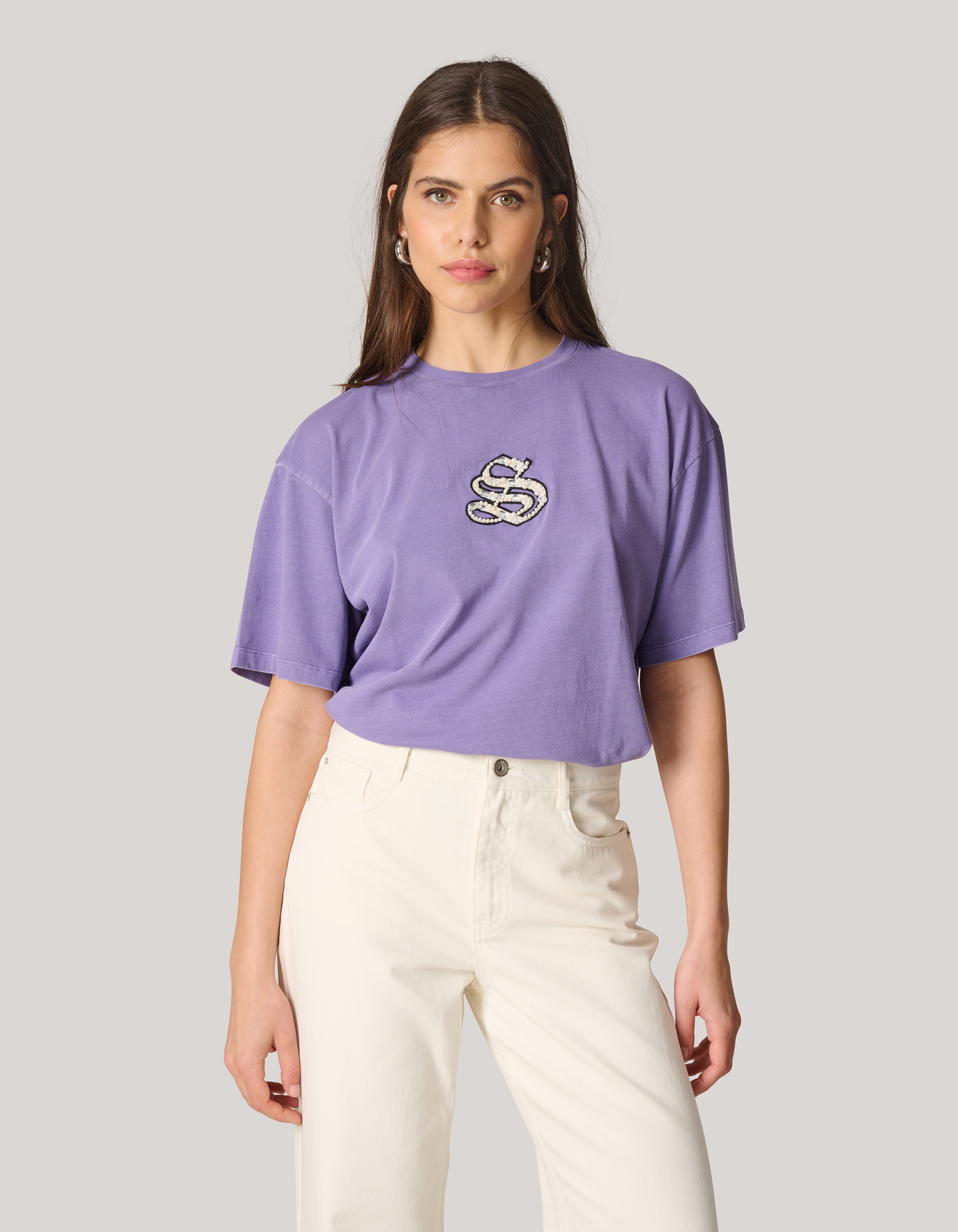 Gewaschenes Shoeby Logo-T-Shirt Paars SHOEBY WOMEN