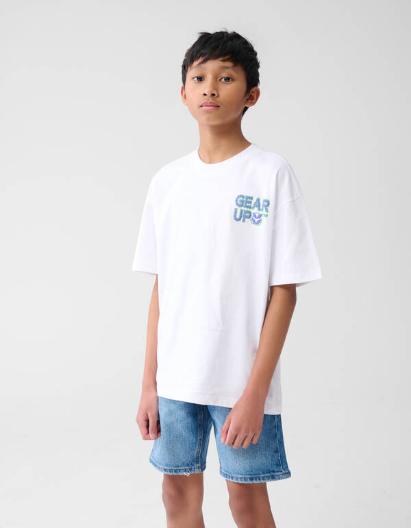 Gear Up Text-T-Shirt Wei&szlig; SHOEBY BOYS