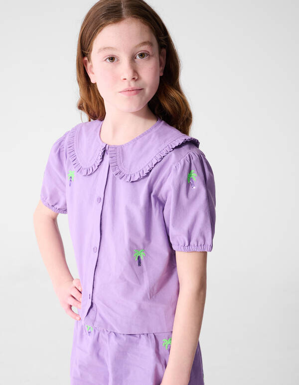 Palmen-Stickerei-Bluse Lila SHOEBY GIRLS