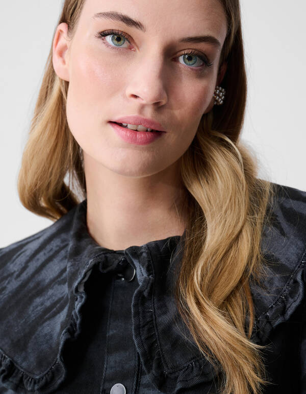 Tiger Collar Bluse Dunkelgrau SHOEBY WOMEN