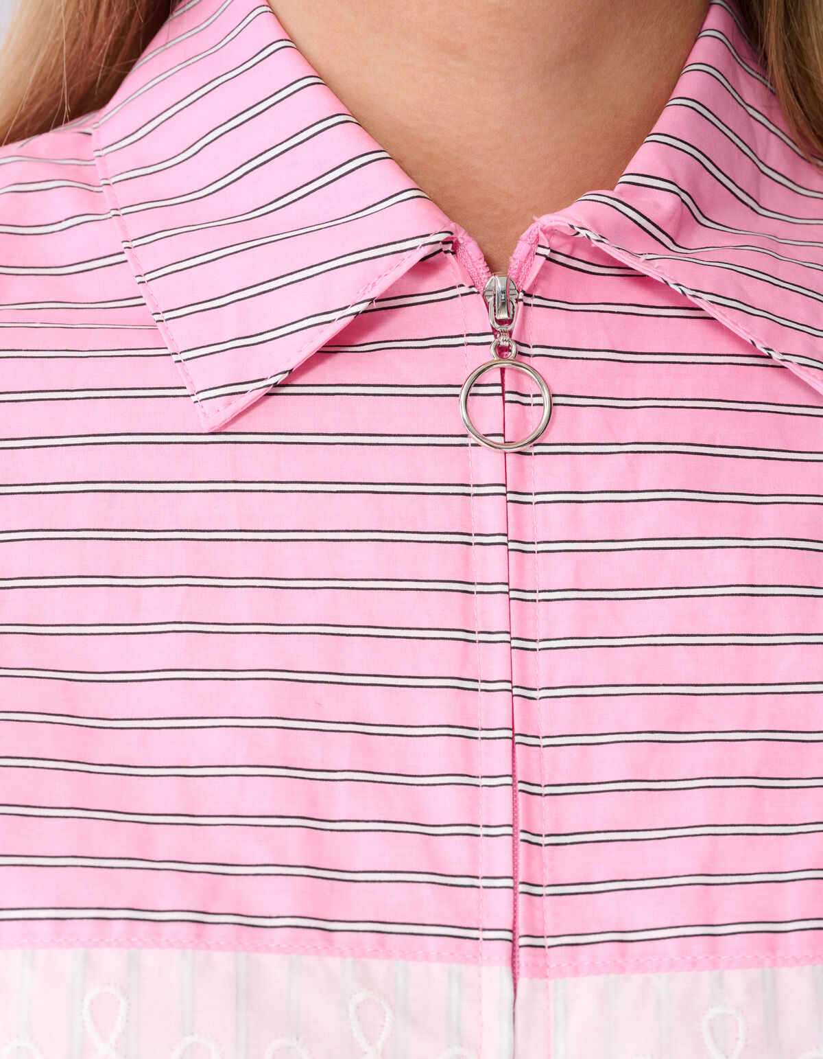 &Uuml;bergro&szlig;e Kanten Pinstripe Bluse Rosa SHOEBY WOMEN