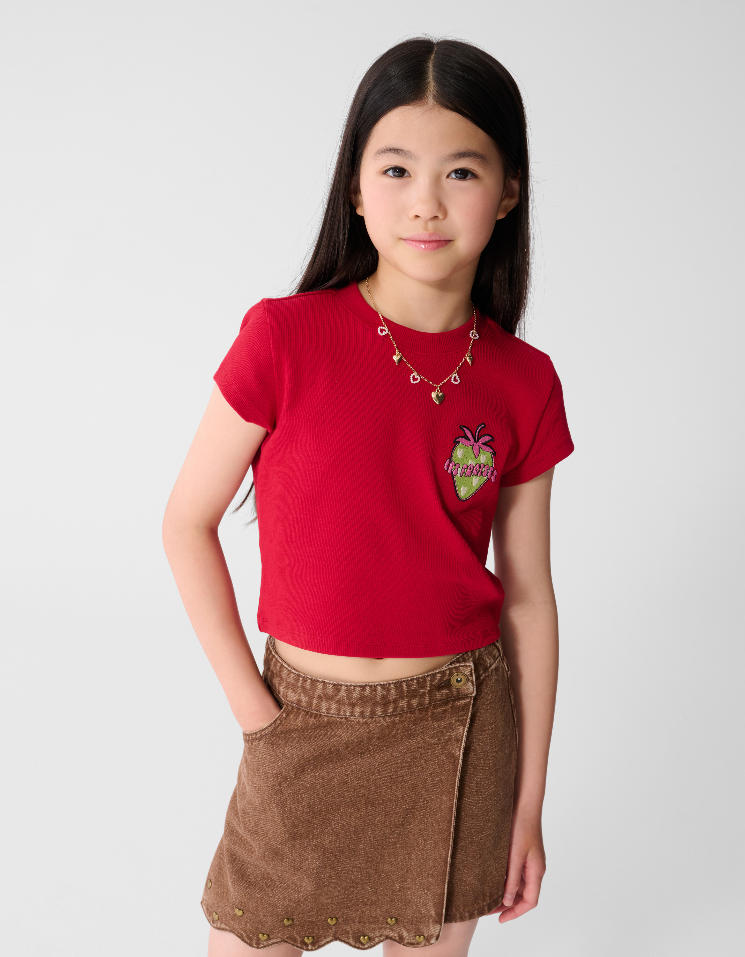 Les Fraises Rib Crop-Top Rot SHOEBY GIRLS