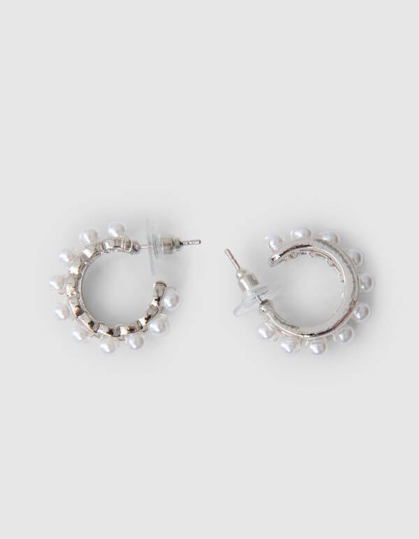 Pearl Hoop Oorbellen Zilver SHOEBY ACCESSOIRES
