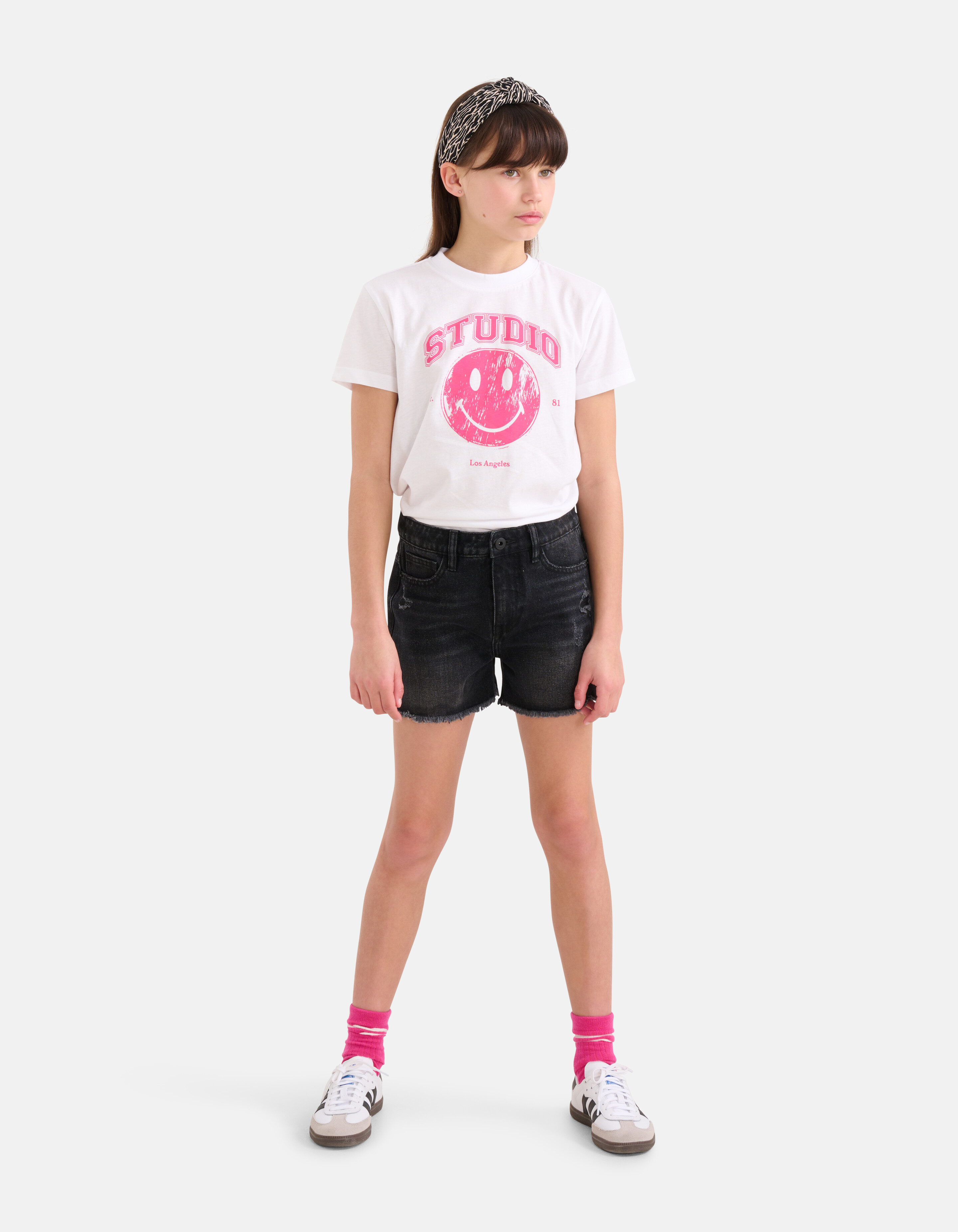 Kunstwerk Smiley T-shirt Wit SHOEBY GIRLS