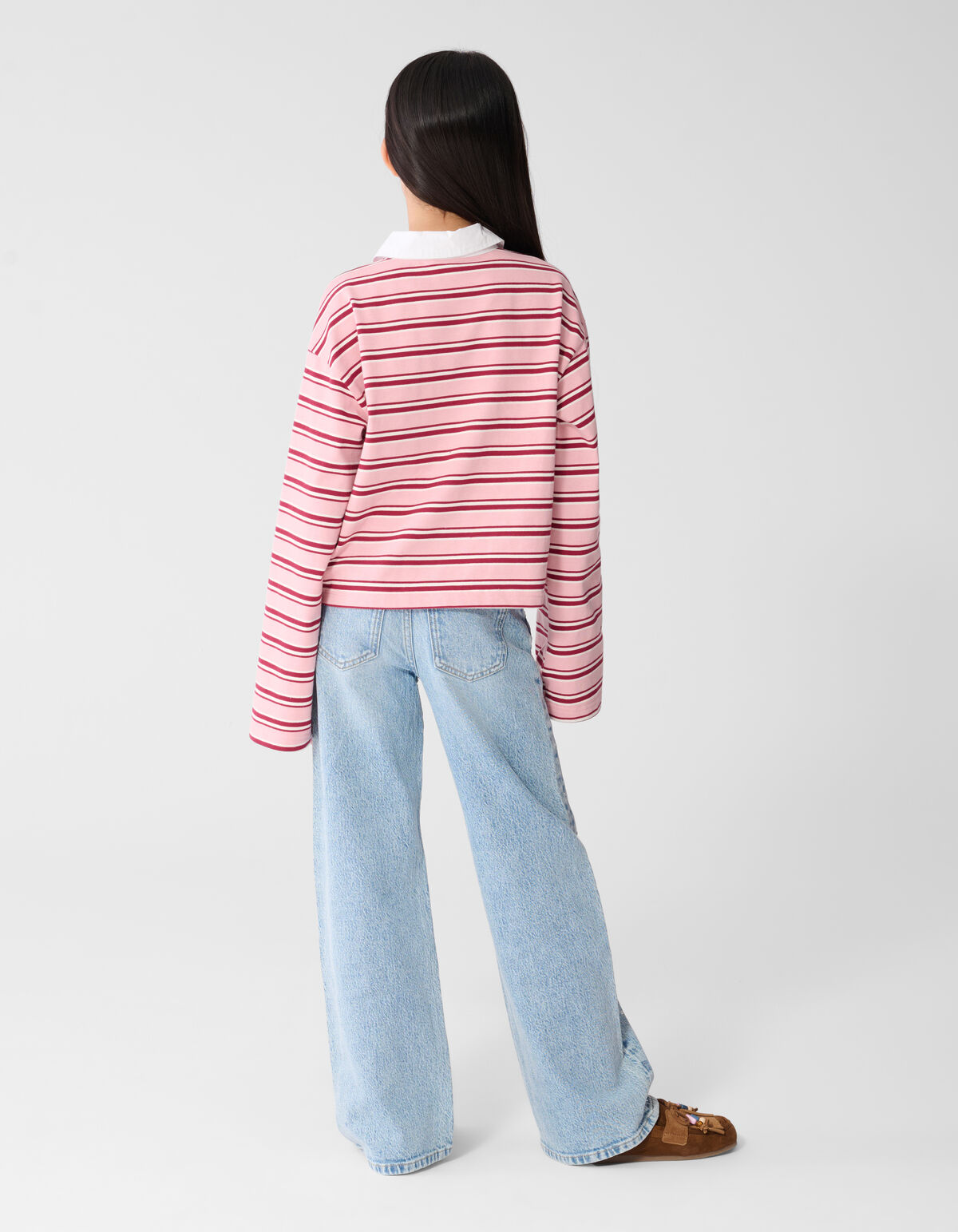 Gestreiftes Langarm-Polohemd Rot/Rosa SHOEBY GIRLS