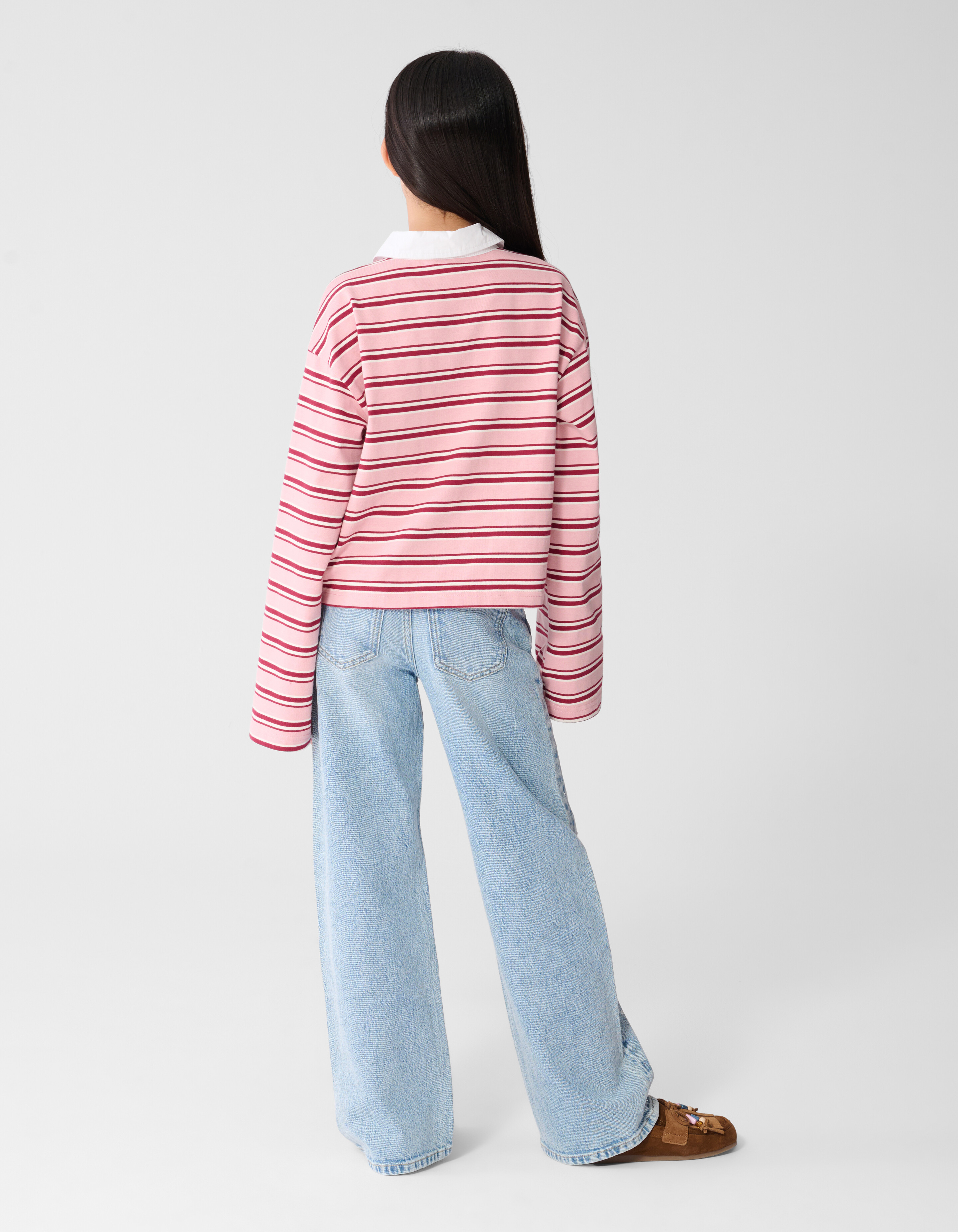 Gestreiftes Langarm-Polohemd Rot/Rosa SHOEBY GIRLS