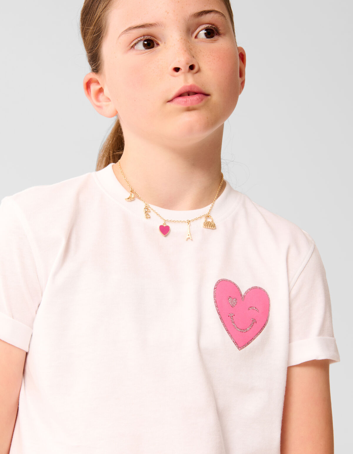 Smiley Herz T-shirt Weiß SHOEBY GIRLS