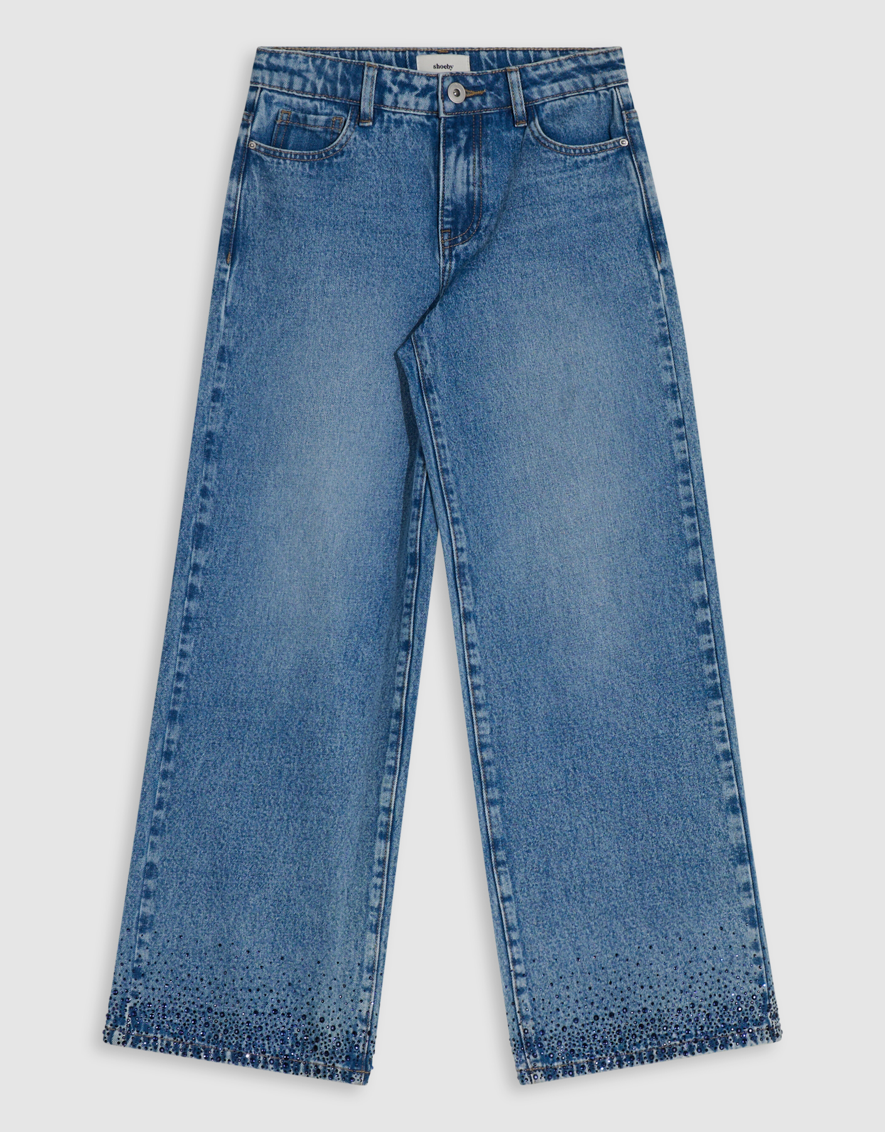 Blue Strass Ultra Wide Leg Fit Jeans Hellblau SHOEBY GIRLS