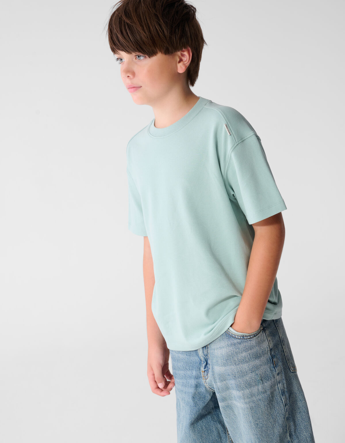 Basis Label T-Shirt in Hellgr&uuml;n SHOEBY BOYS