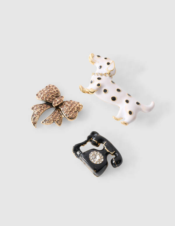 Polka-Punkt-Strass-Broschen-Set Wei&szlig; SHOEBY ACCESSOIRES