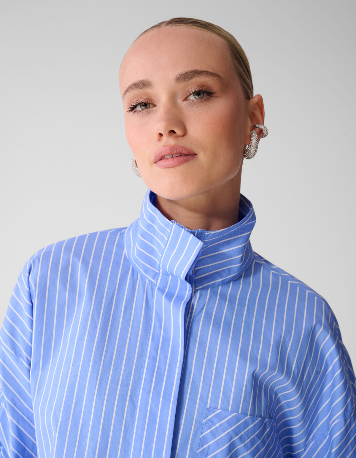 Gathering Sleeve Bluse Blau SHOEBY WOMEN