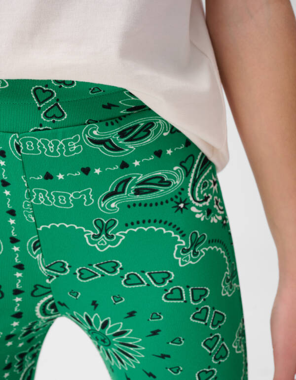 Bedruckte ausgestellte Rippen-Leggings Gr&uuml;n SHOEBY GIRLS