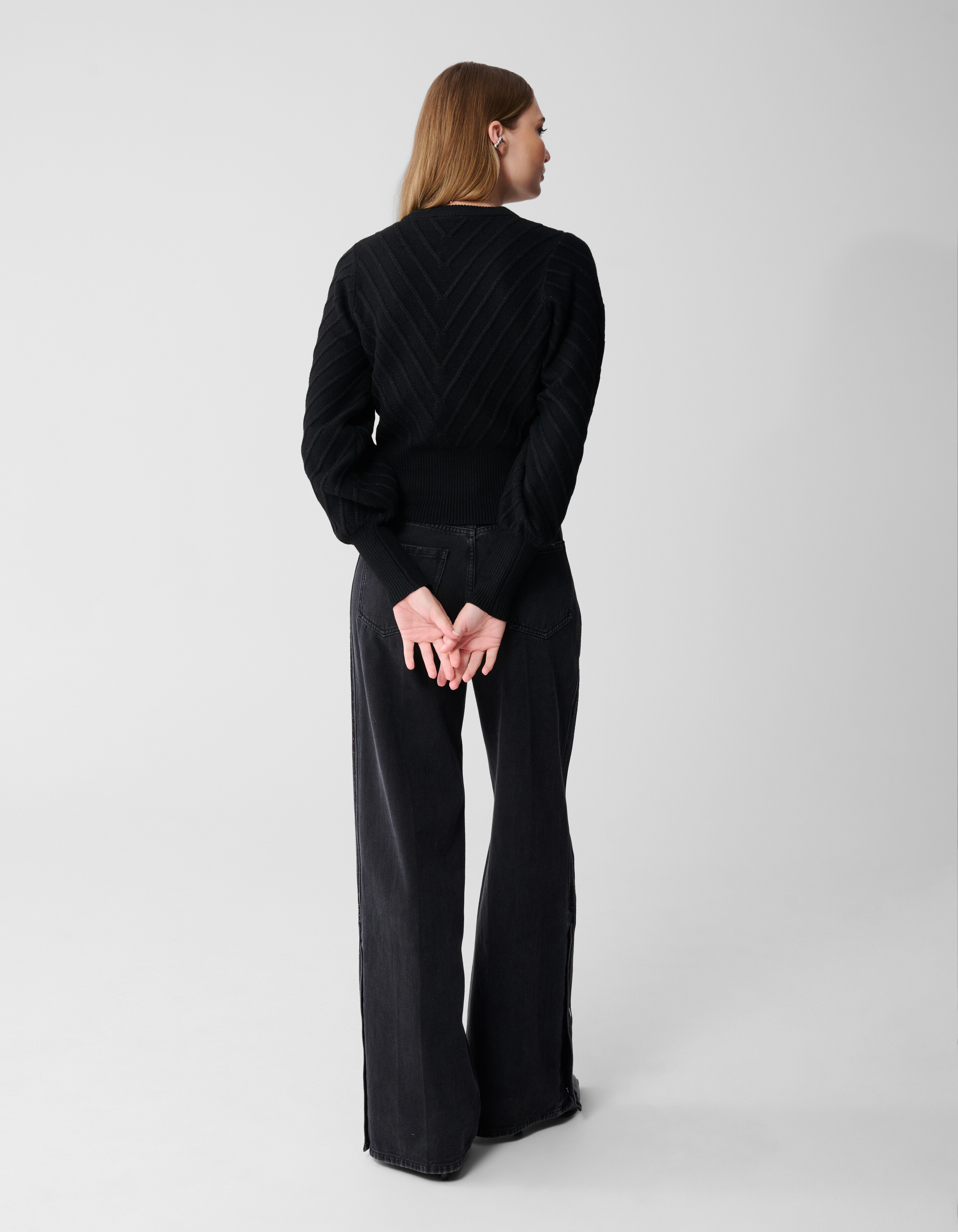 Schwarzer Glitzer-Strickpullover SHOEBY WOMEN